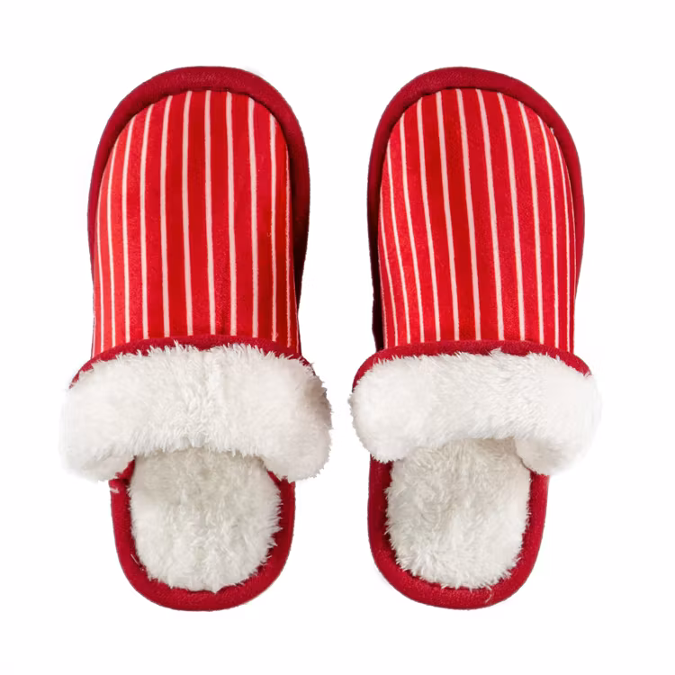 Pantoffels rood (gestreept)