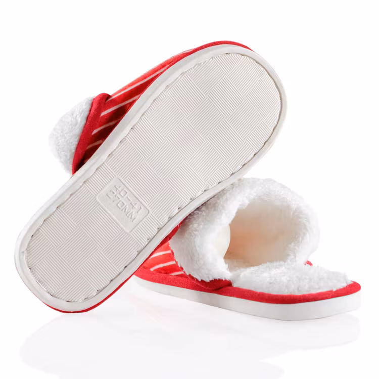 Pantoffels rood (gestreept)