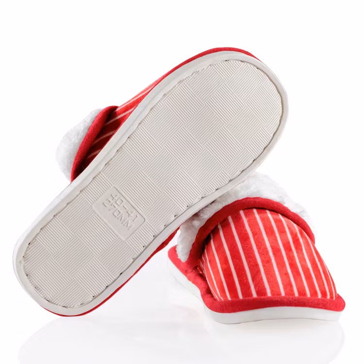 Pantoffels rood (gestreept)