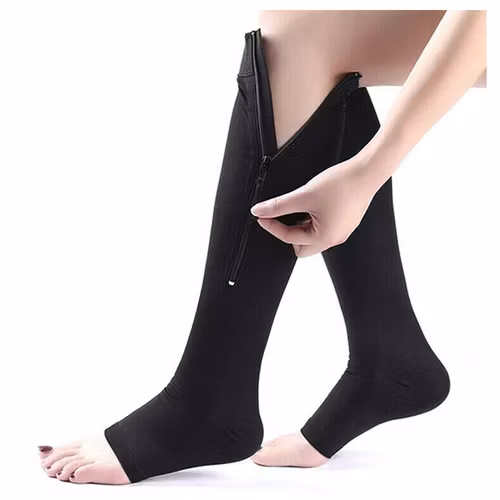 Steunkousen rits (zwart)