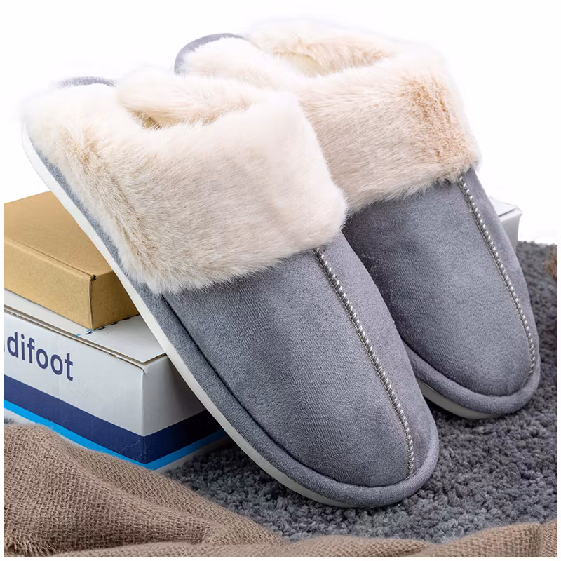Gevoerde pantoffels (grijs)
