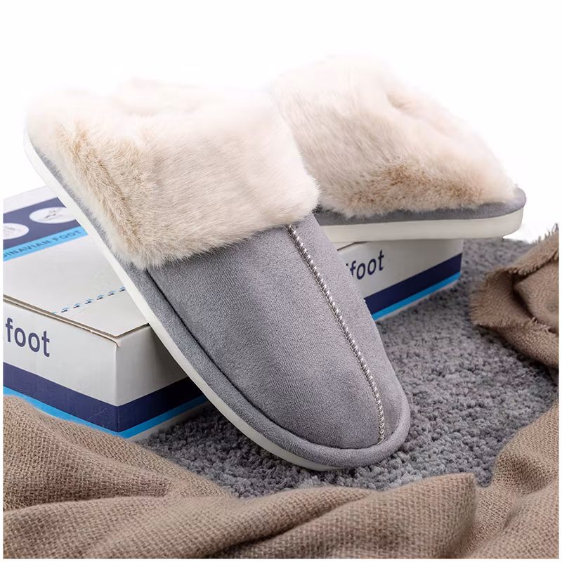 Gevoerde pantoffels (grijs)