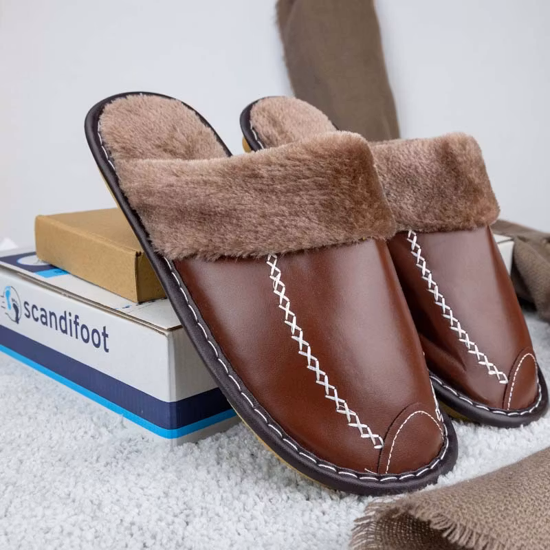 Warme pantoffels (bruin)