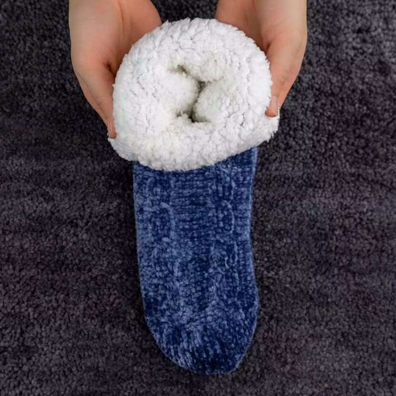 Gevoerde warme sokken (blauw)