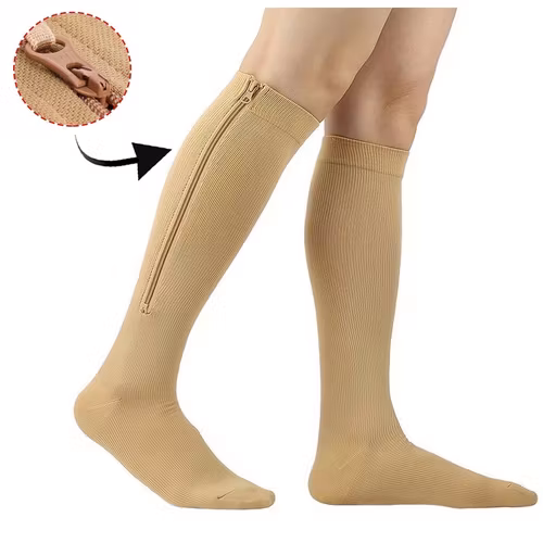 Stödstrumpor blixtlås (beige)