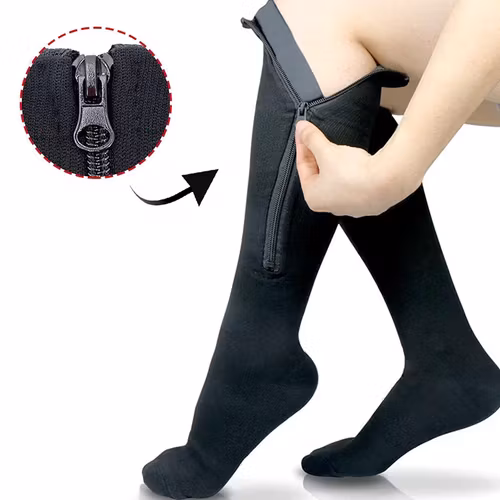 Steunkousen zwart (rits)