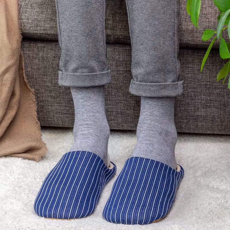 Gestreepte pantoffels (blauw)