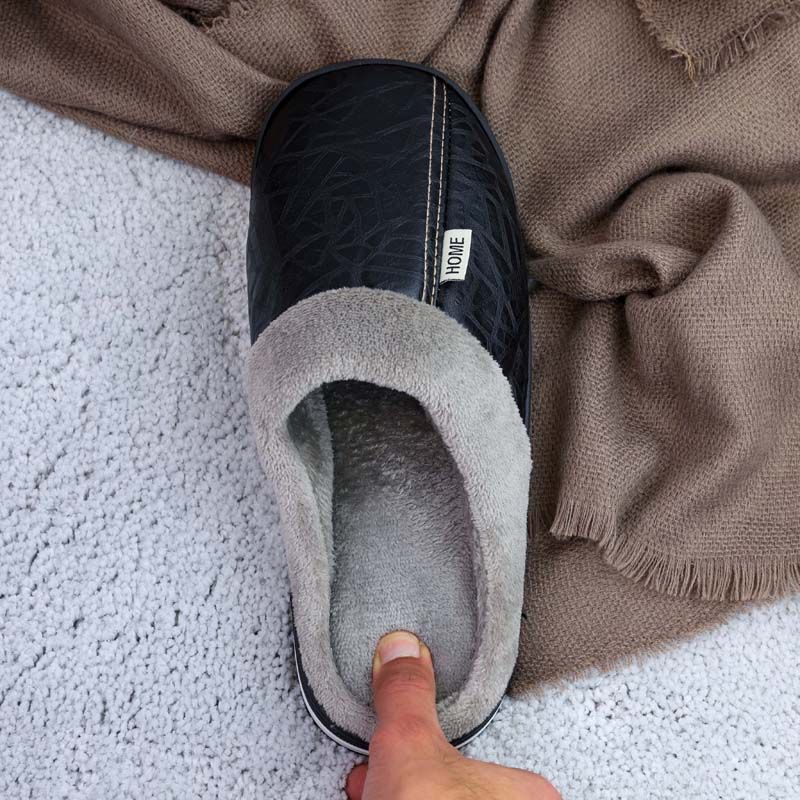 Leren pantoffels (zwart)