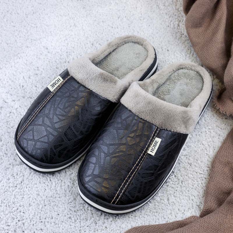Leren pantoffels (zwart)