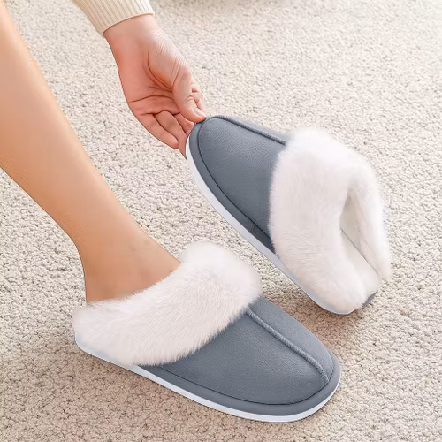 Gevoerde pantoffels (grijs)
