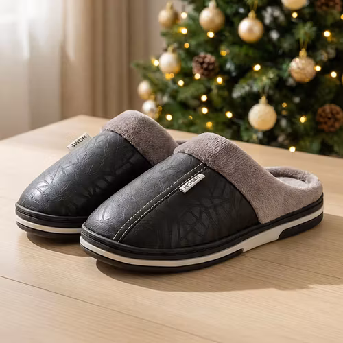 Leren pantoffels (zwart)