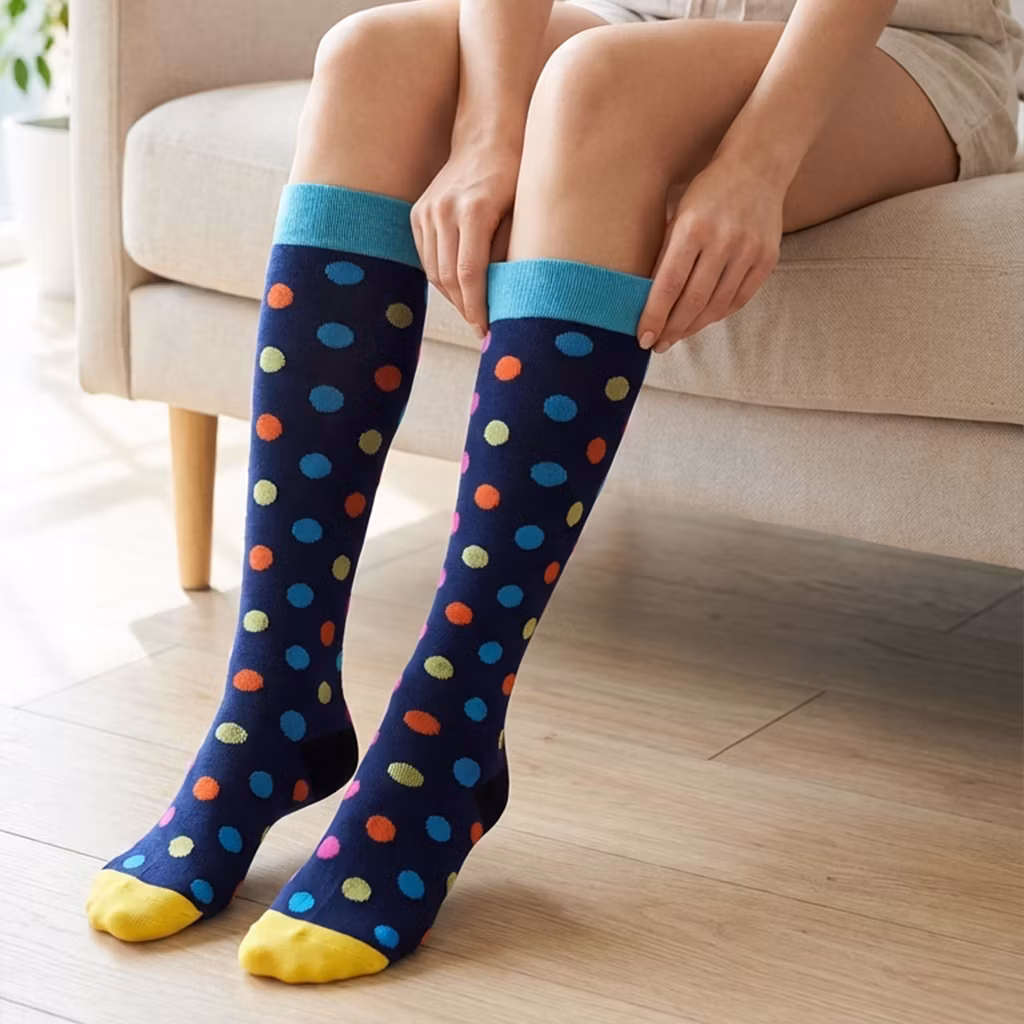 Gestippelde steunkousen