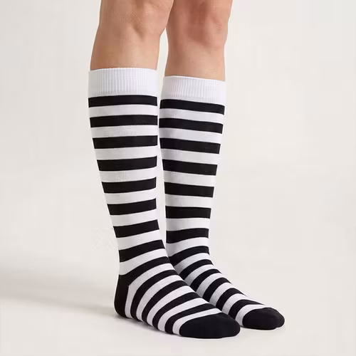 Gestreepte steunkousen (z/w)