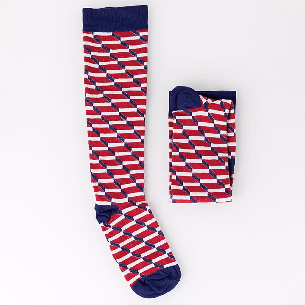 Geruite steunkousen (rood)