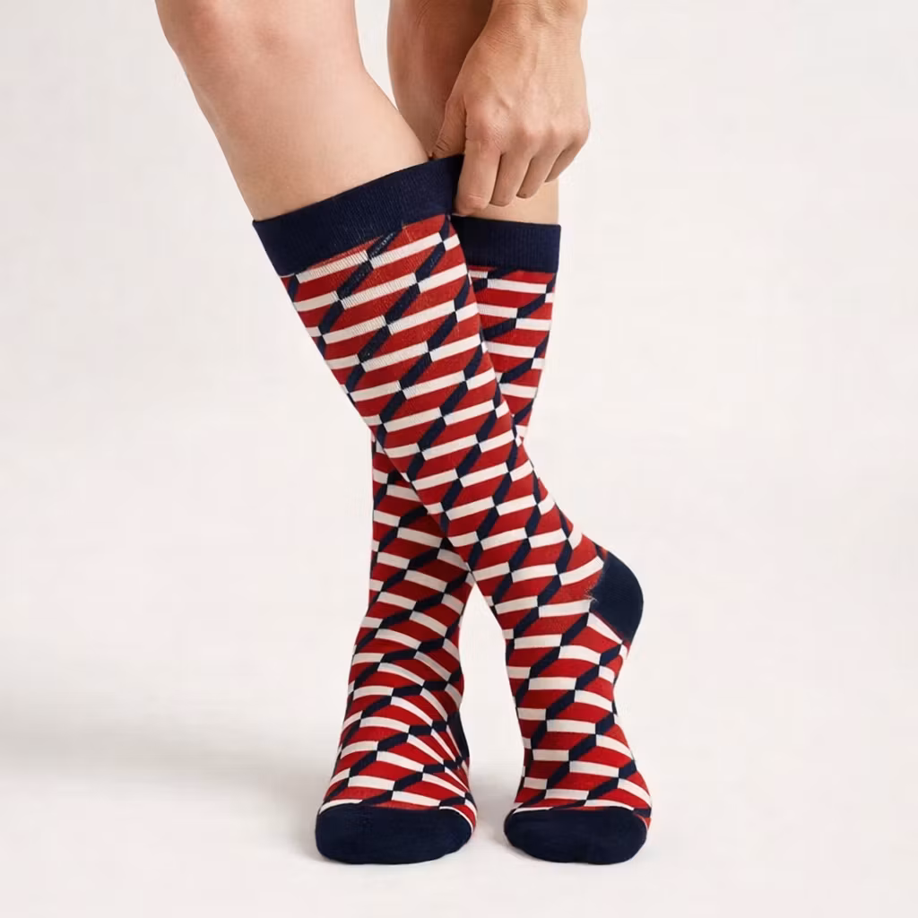 Geruite steunkousen (rood)