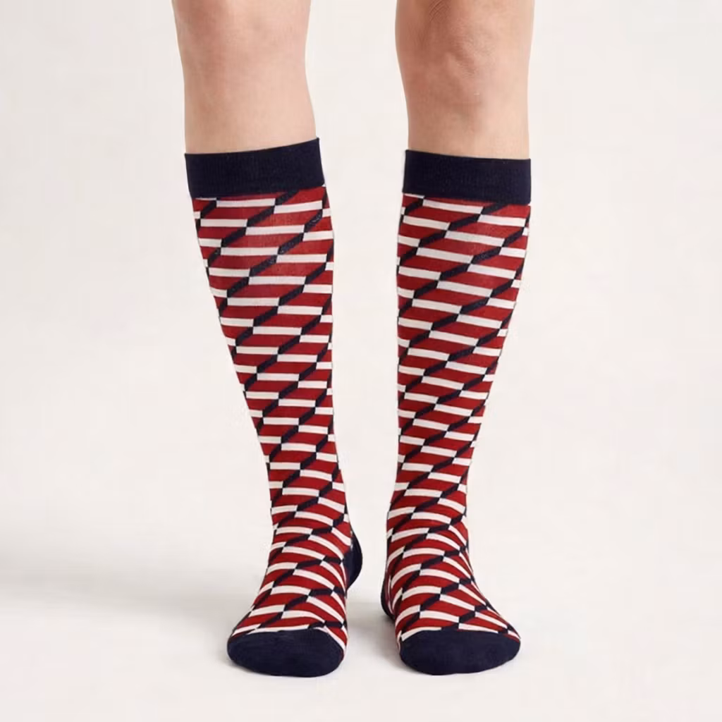 Geruite steunkousen (rood)