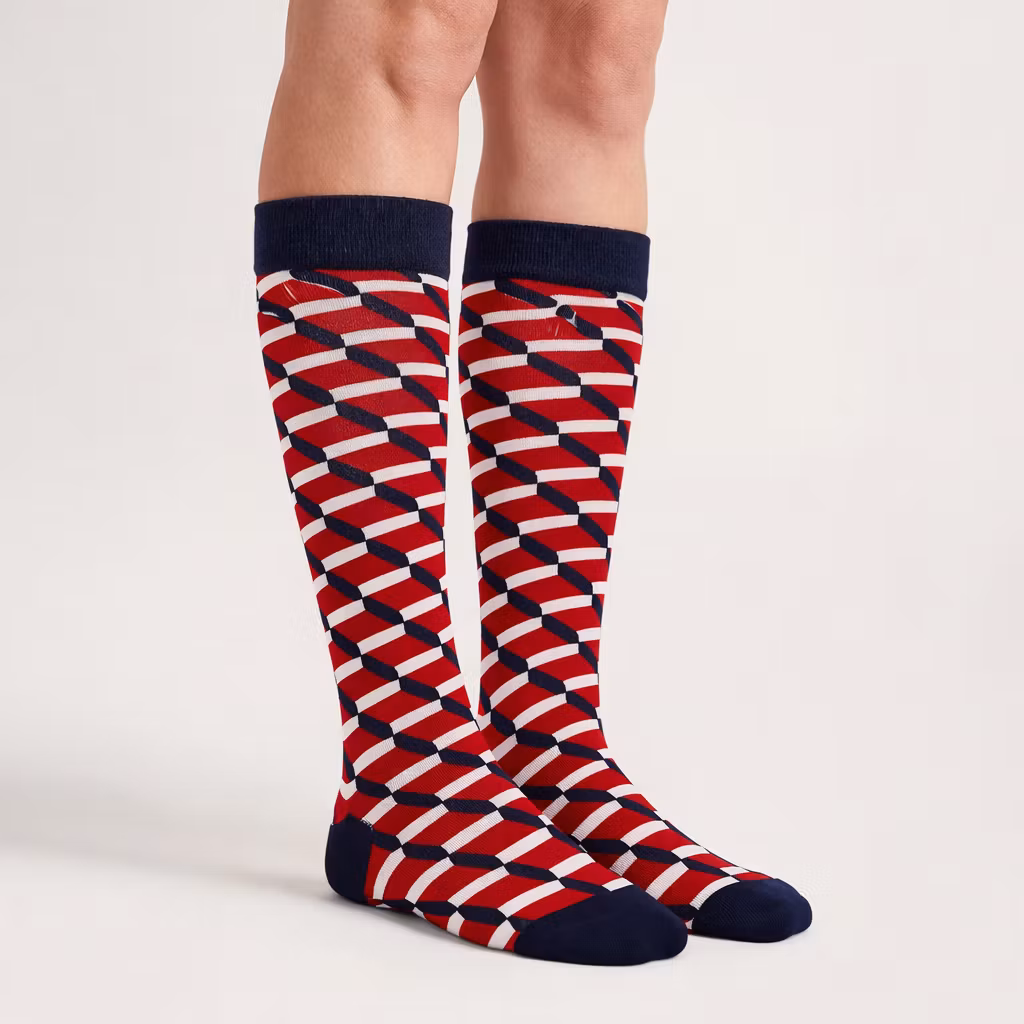 Geruite steunkousen (rood)