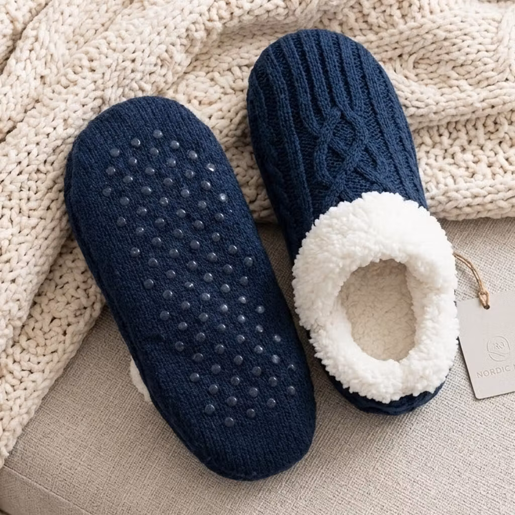 Warme slofsokken (blauw)