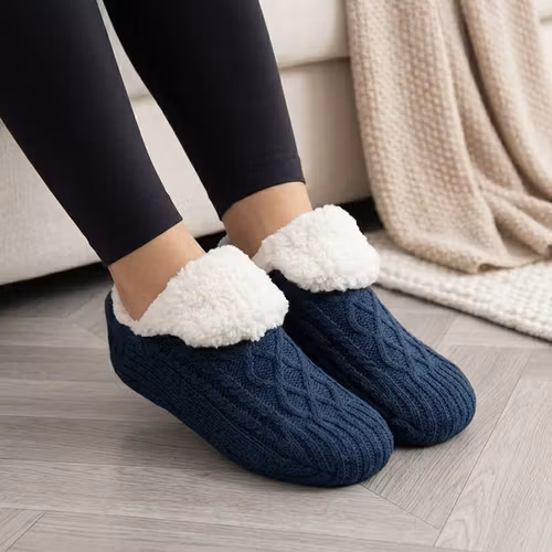 Warme slofsokken (blauw)