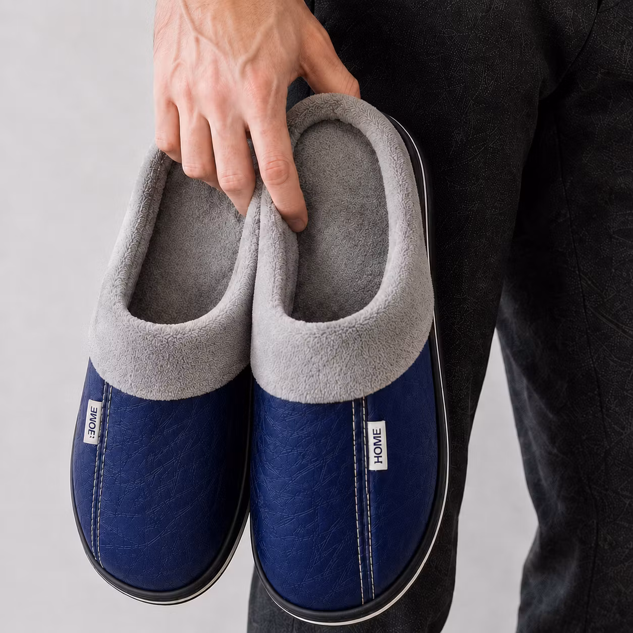 Leren pantoffels (donkerblauw)