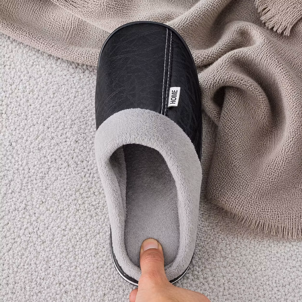 Leren pantoffels (zwart)
