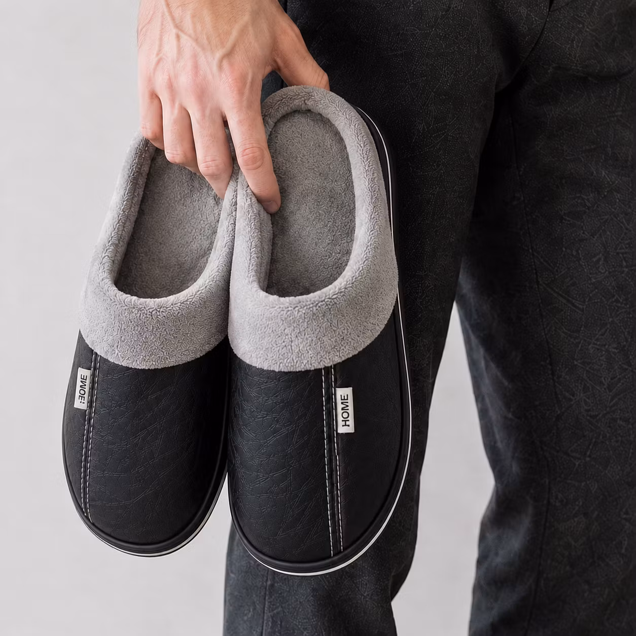 Leren pantoffels (zwart)