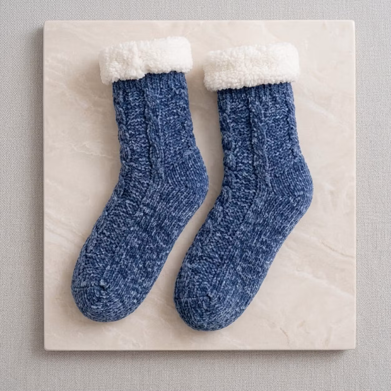 Gevoerde warme sokken (blauw)