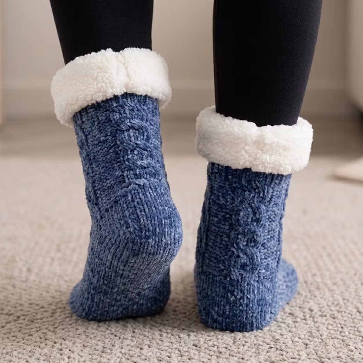 Gevoerde warme sokken (blauw)