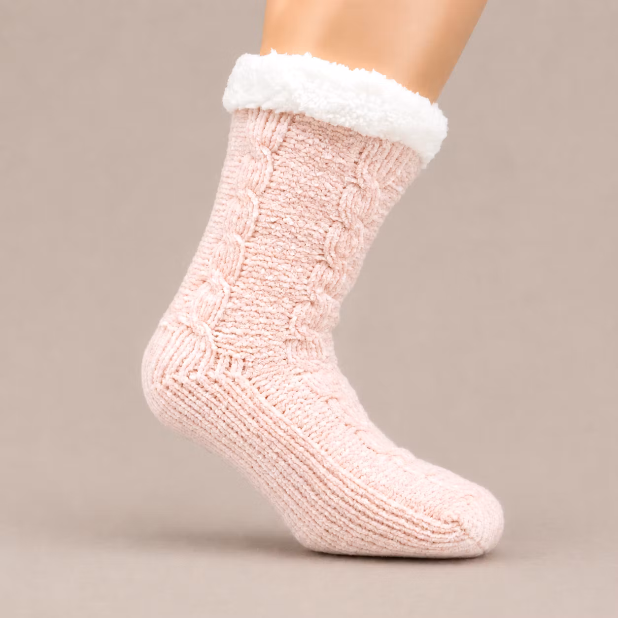 Gevoerde warme sokken (roze)