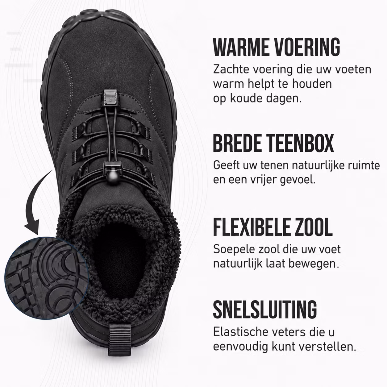 Barefoot schoenen zwart (herfst/winter)