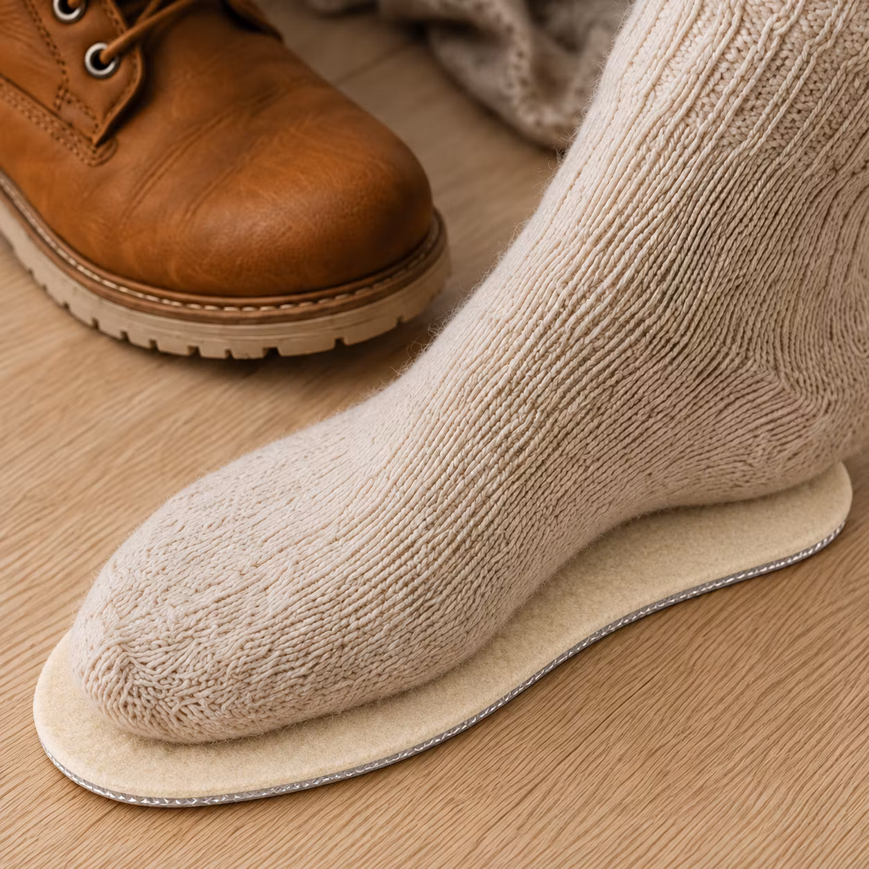 Wollen zolen voor koude voeten