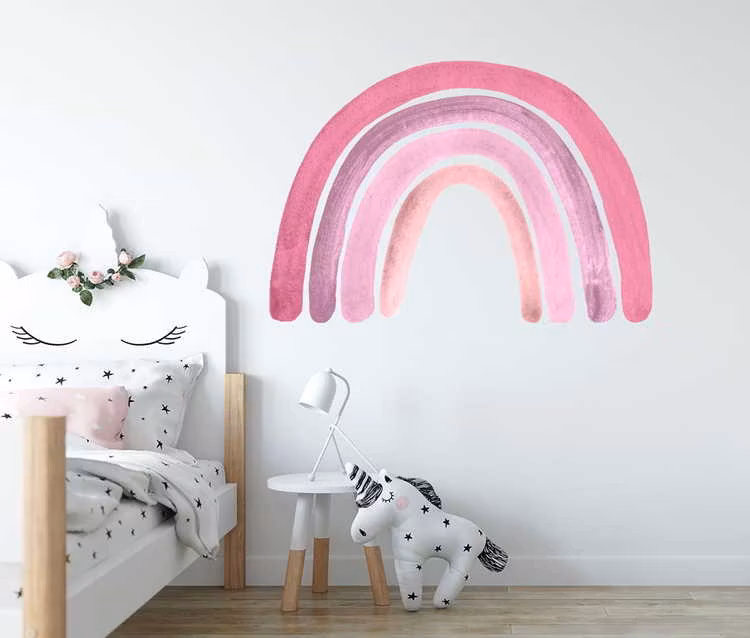 Babylove, pink rainbow, regnbue wallsticker
