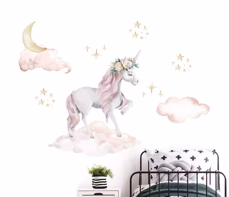 Babylove, Store enhjørning wallstickers, vægdekoration