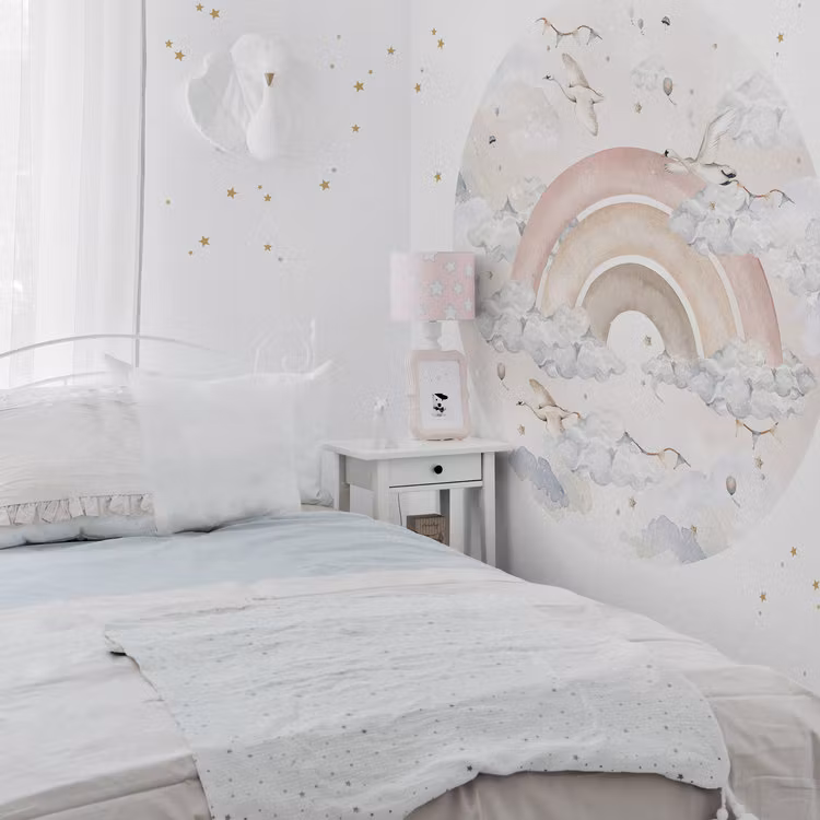 Dekornik, pink rainbow in a circle, wallstickers til børneværelser