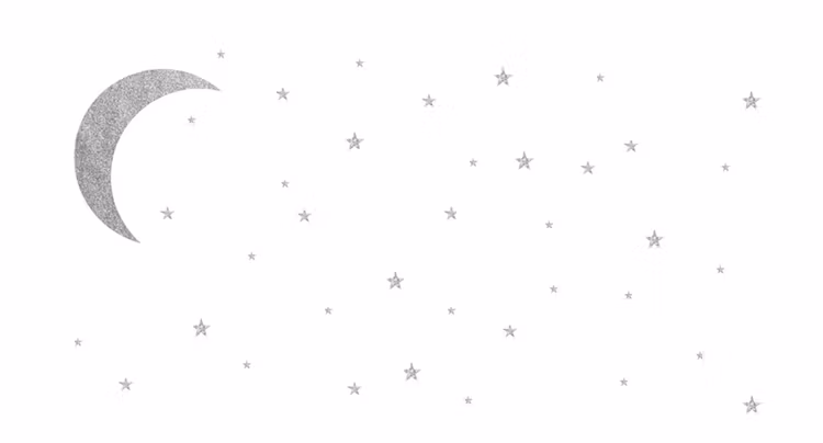 Babylove, wallsticker sølv måne med stjerner