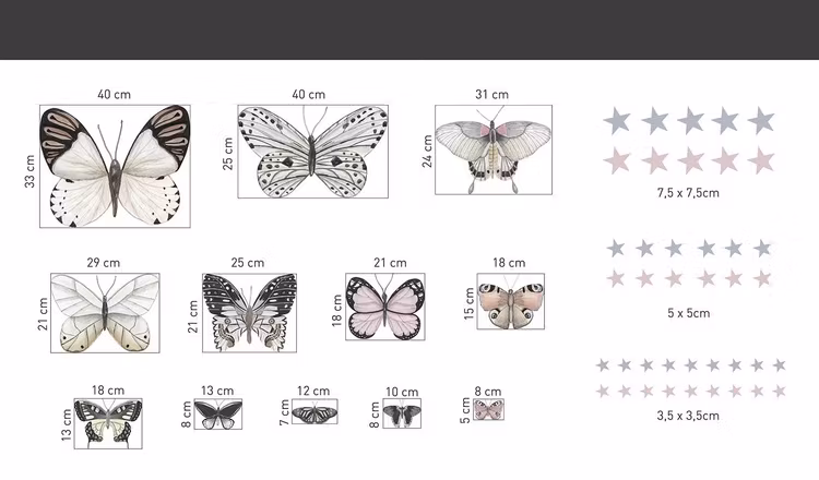 Babylove, wallsticker sommerfugle
