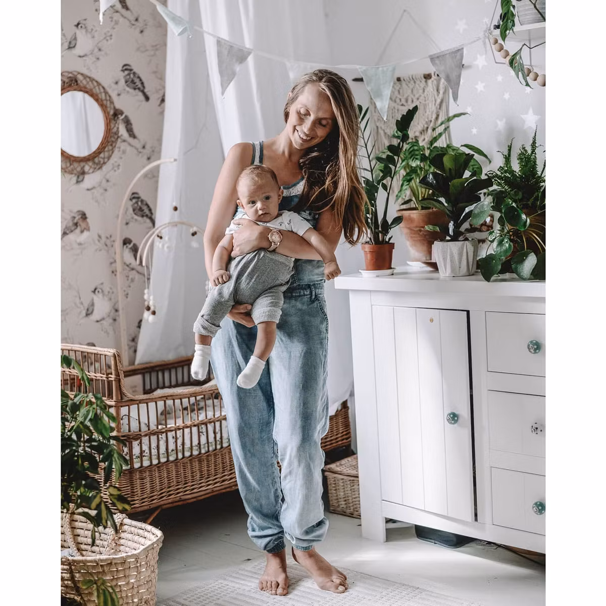 Dekornik, tapet Birds White-Grey