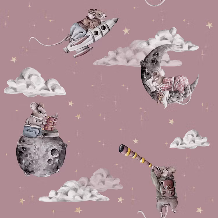 Dekorillo, tapet Little mouse pink