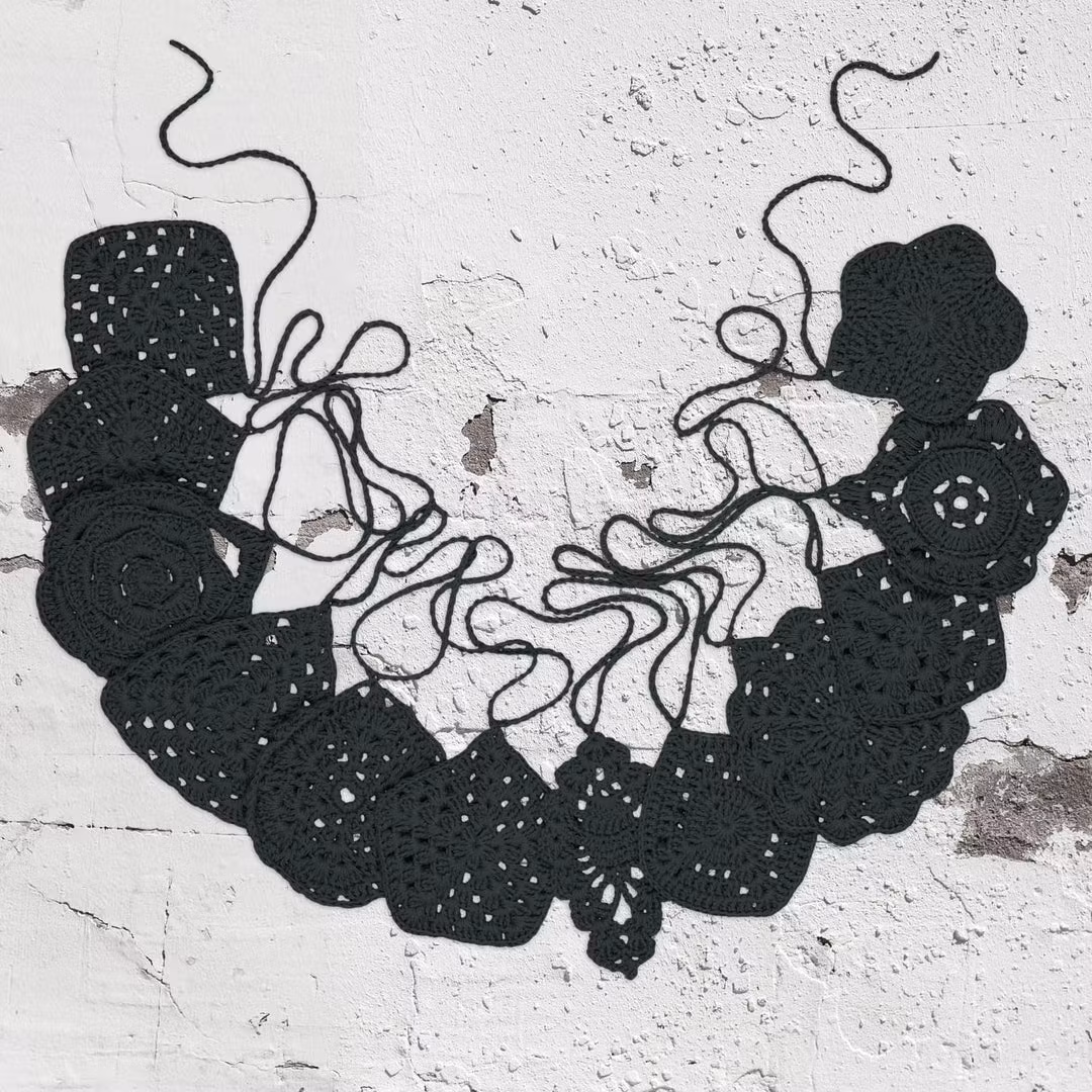 Numero 74, hæklet vimpel til børneværelset, Dark grey