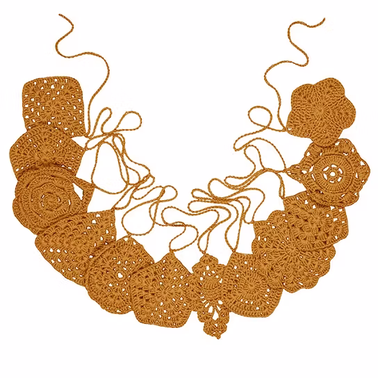 Numero 74, hæklet vimpel til børneværelset, Gold