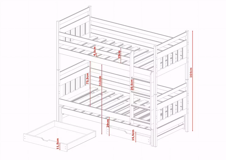 Køjeseng med tre senge, Simon