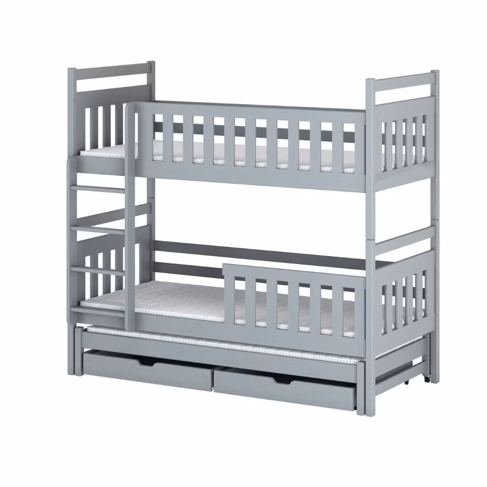 Køjeseng med gelændere og tre senge Katja