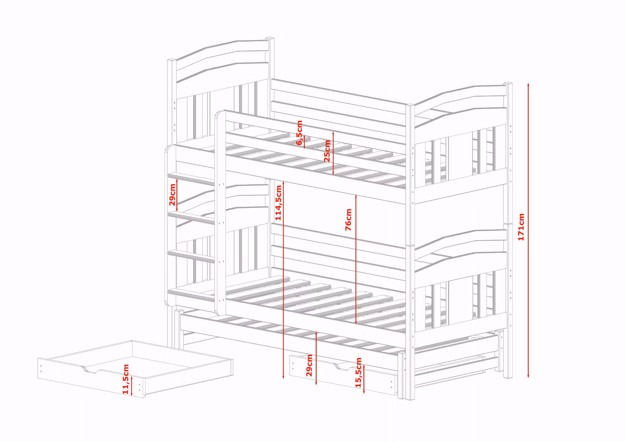Køjeseng med tre senge, Ida