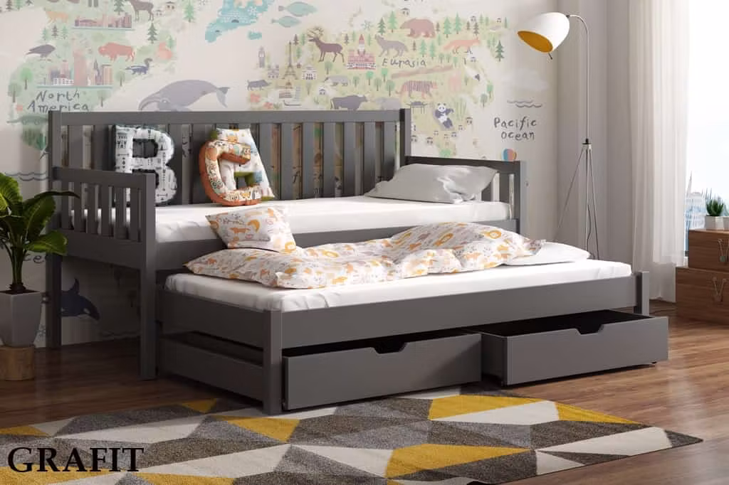 Børneseng/juniorseng med udtræksseng, køkken sofa Siri