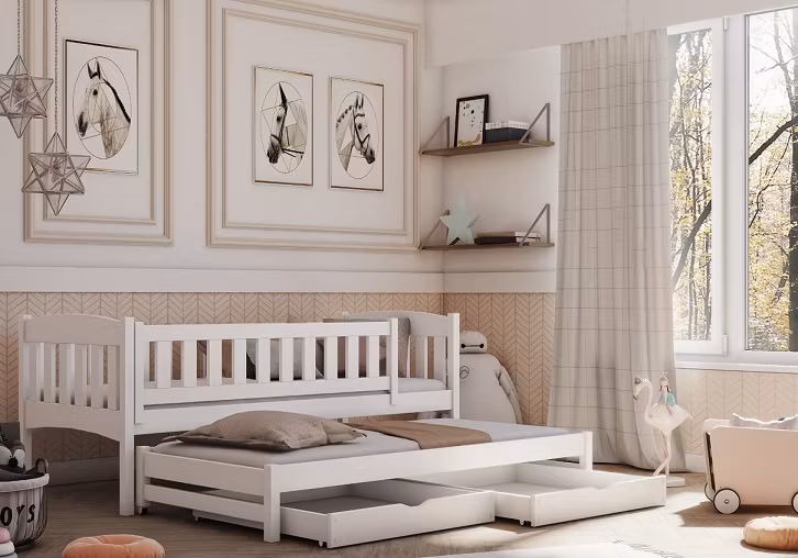 Børneseng/juniorseng med udtræksseng Amber