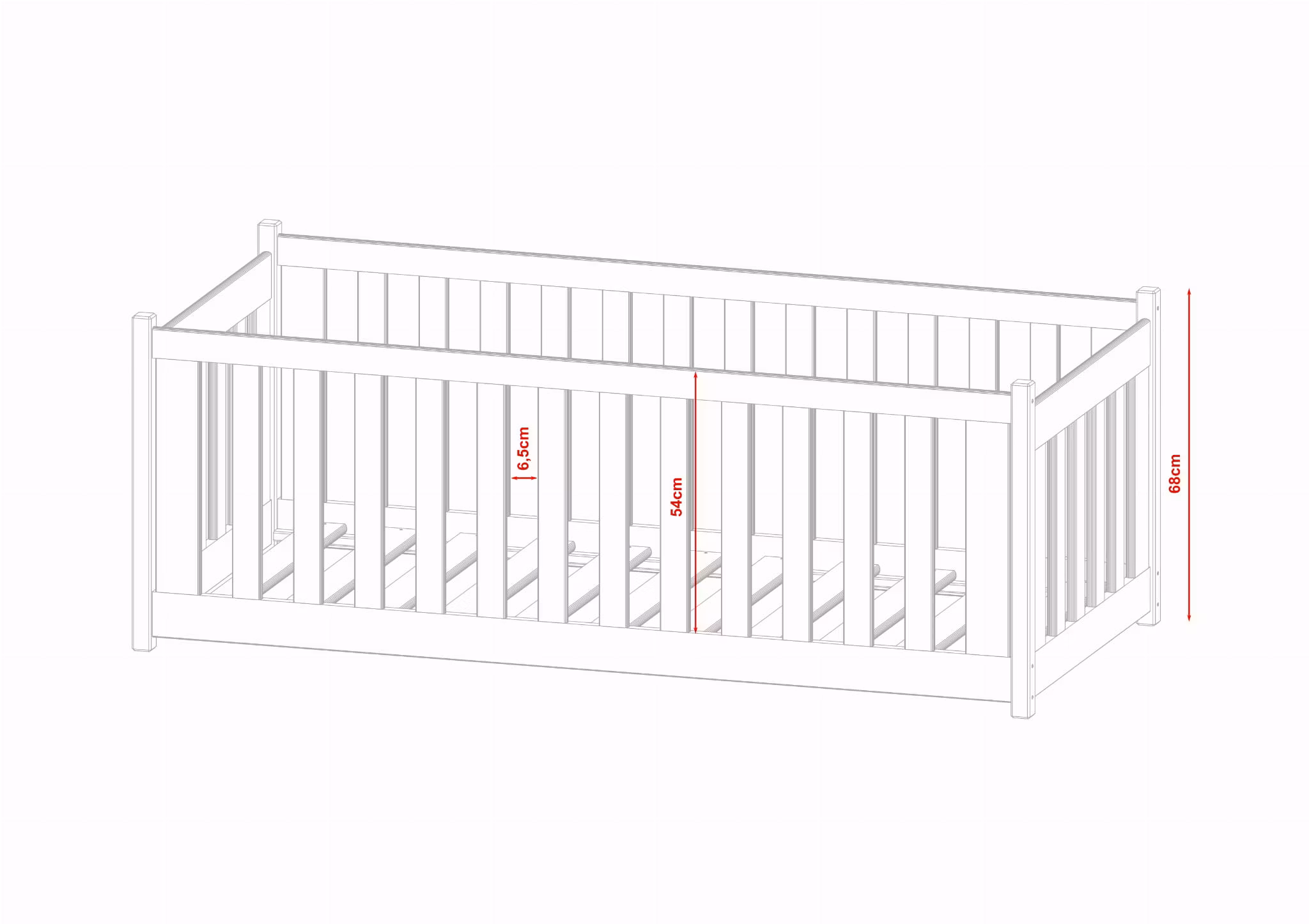 Børneseng /juniorseng med tremme, Conrad