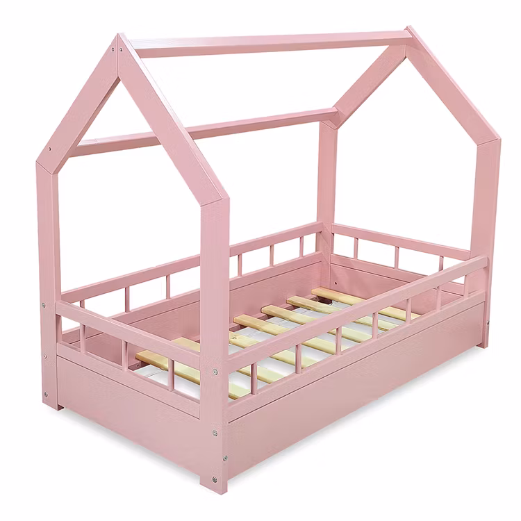 Lyserød husseng m. tremmer