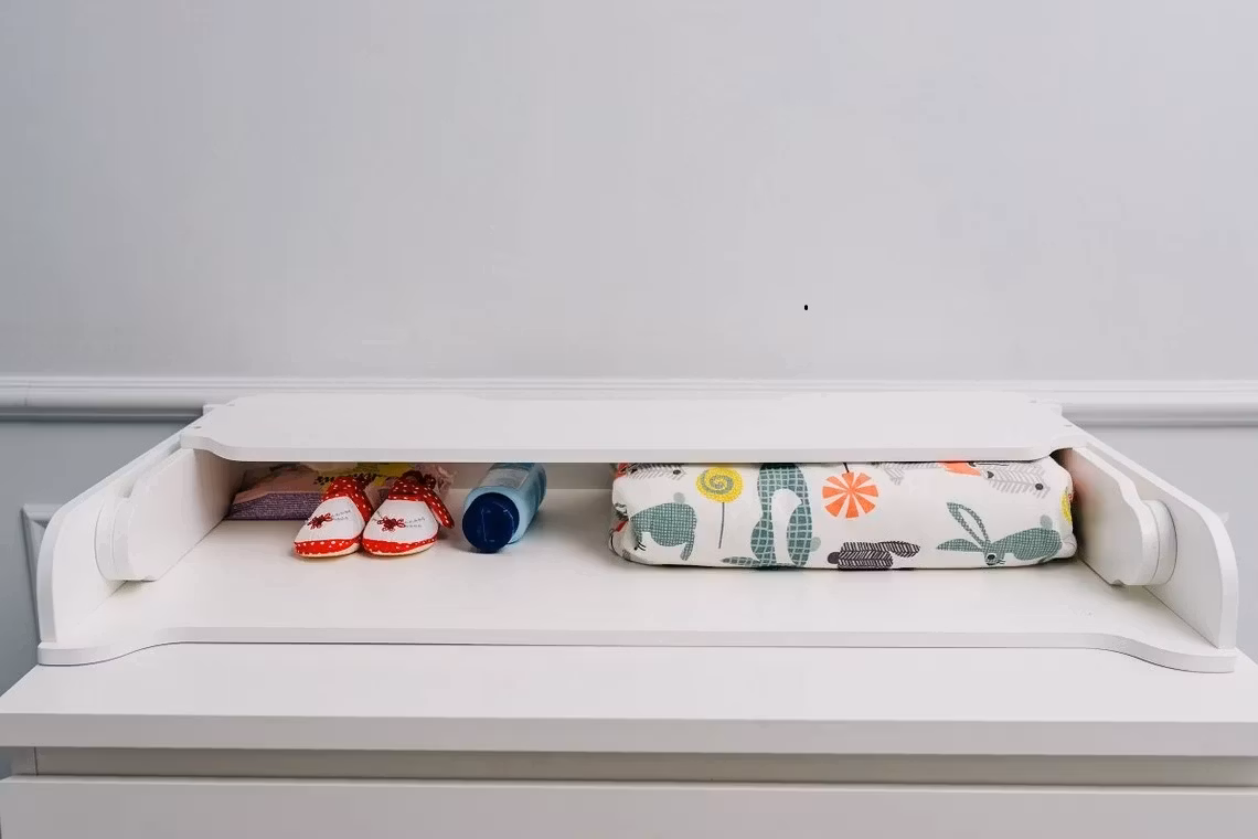 Puslebord hylde 2 i 1, hvid