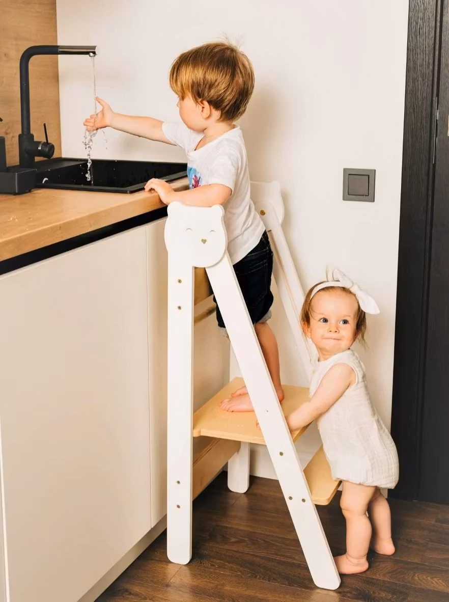 Læringstårn sammenklappelig, hvid