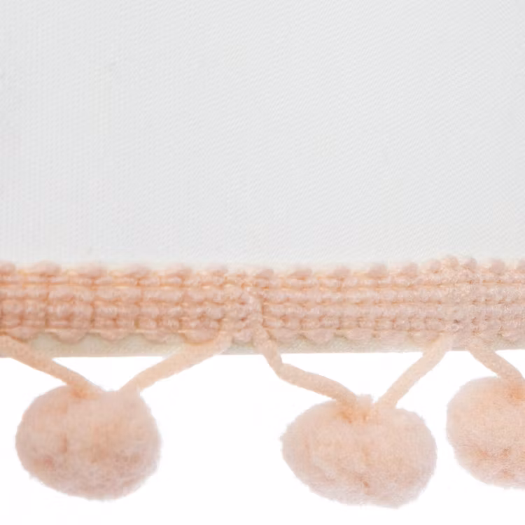 Bordlampe med pomponer til børneværelset, hvid/lyserød